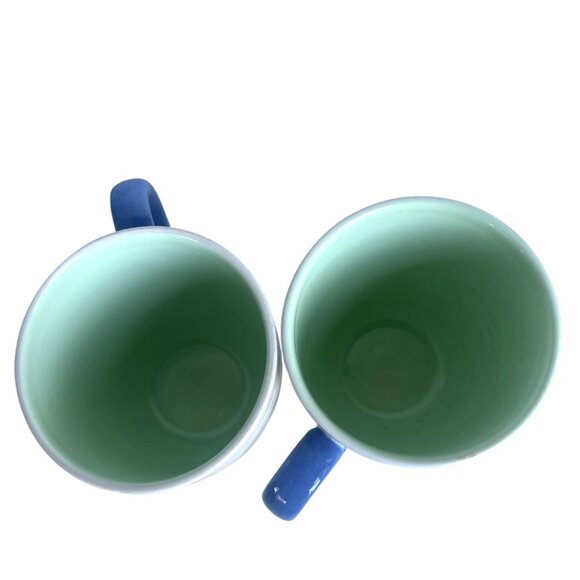 Pfaltzgraff Summer Breeze Coffee Mugs Yellow Blue Mint Set Of 2 16oz GrannyCore - Picture 3 of 5